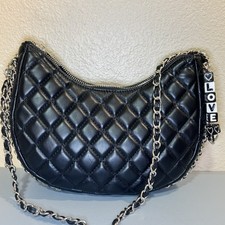 Black Quilted Crescent Purse